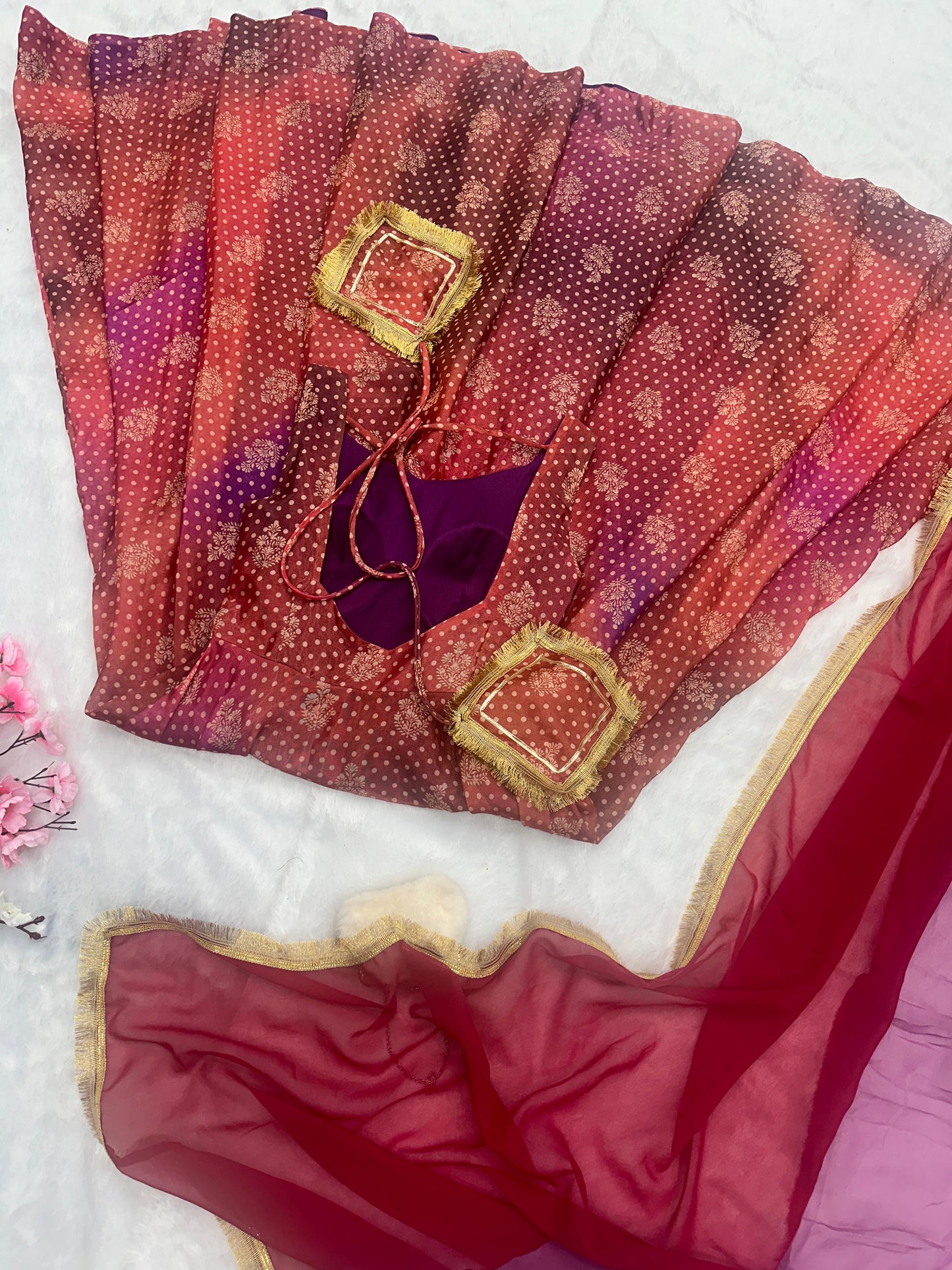 Pure Jimmy Organza Silk Digital Printed Padded Gown With 54+ Gown Length 8 Mtr Flair Outfit