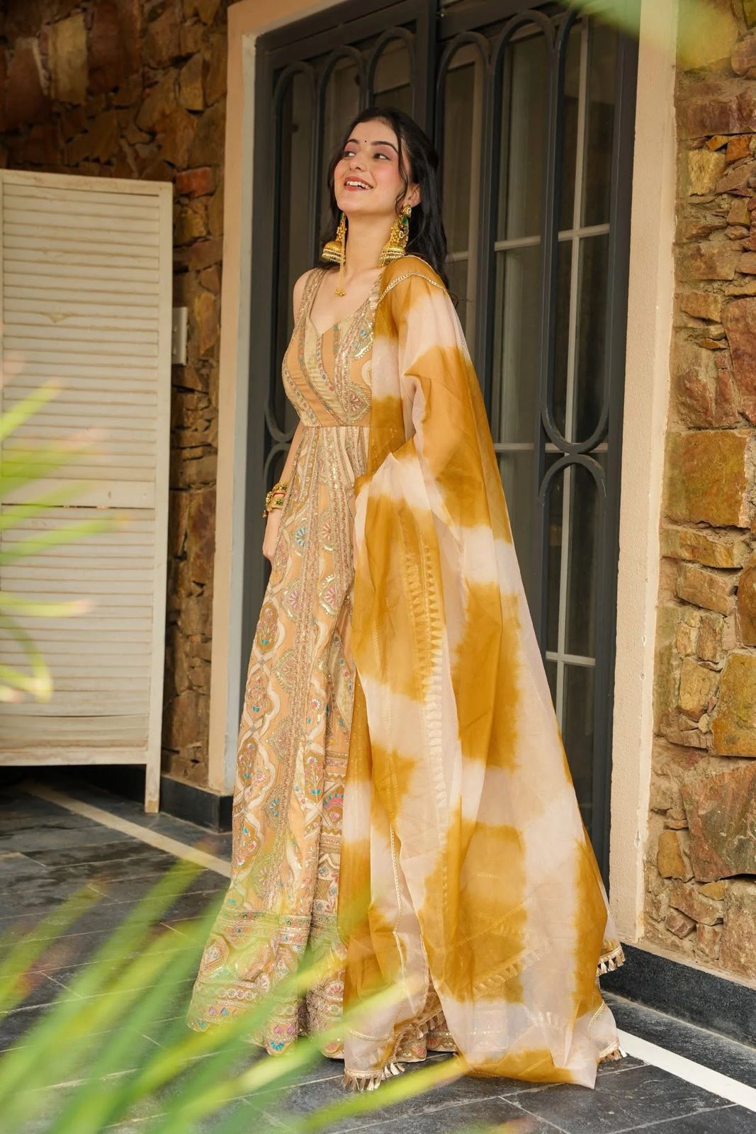 Pure Jimmy Organza Silk Digital Printed Padded Gown With 54+ Gown Length
