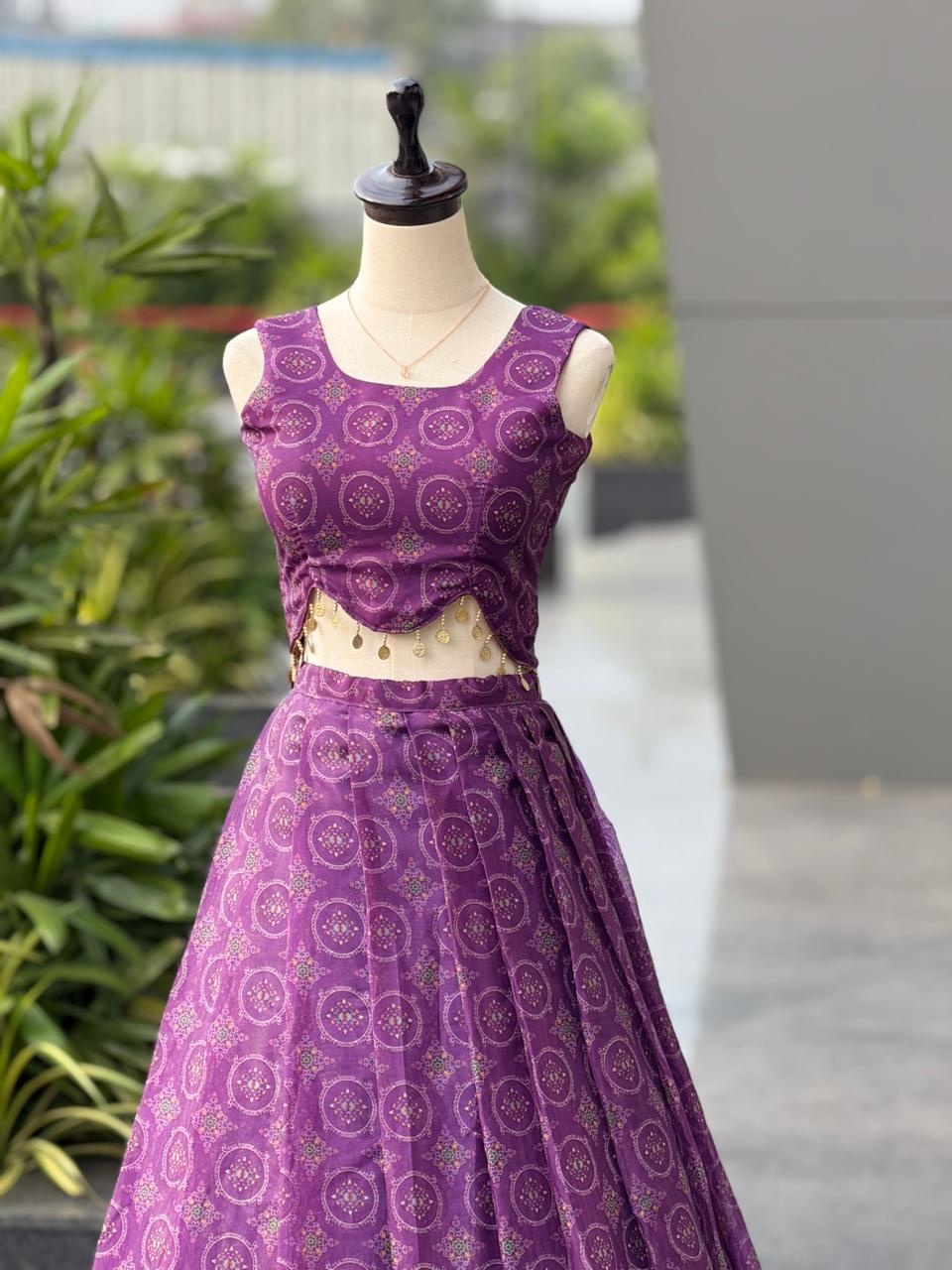 Pure Jimmy Organza Silk Digital Printed Lehnga With Canvas Patta