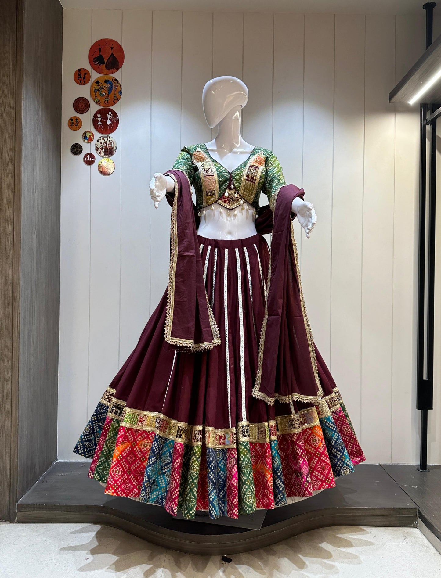 DesignerChaniya Choli for Navratri Patola Lehenga 3 pc Readymade garba Lehenga Festival outfit Gamthi Work Garba Night lehenga ready to wear