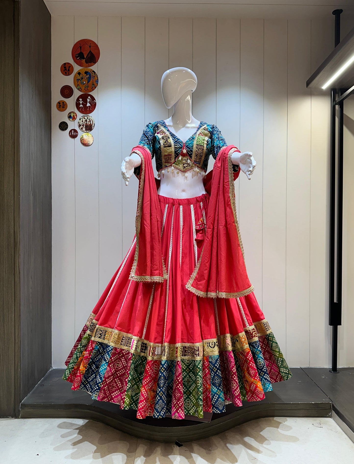 DesignerChaniya Choli for Navratri Patola Lehenga 3 pc Readymade garba Lehenga Festival outfit Gamthi Work Garba Night lehenga ready to wear