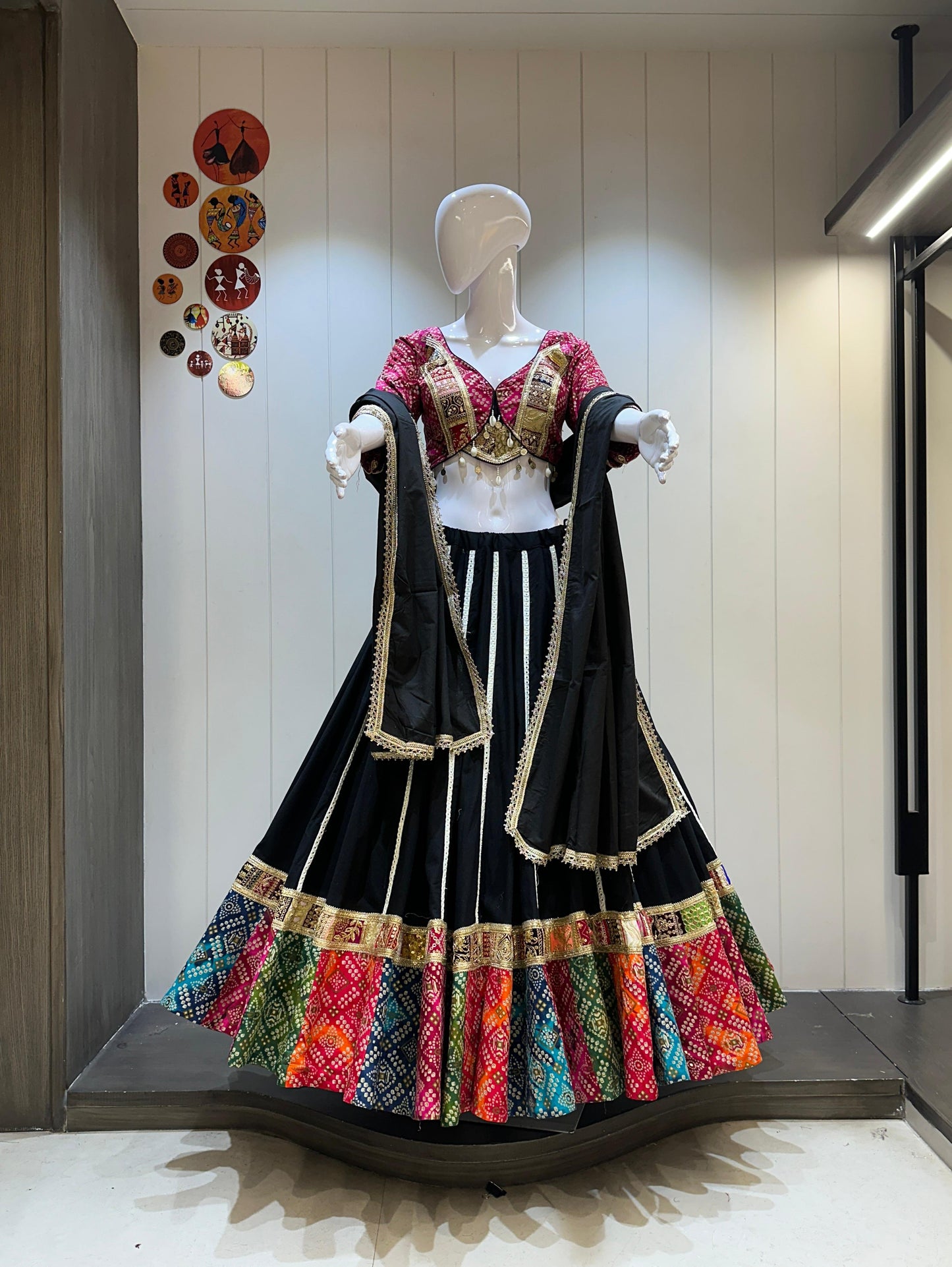 DesignerChaniya Choli for Navratri Patola Lehenga 3 pc Readymade garba Lehenga Festival outfit Gamthi Work Garba Night lehenga ready to wear