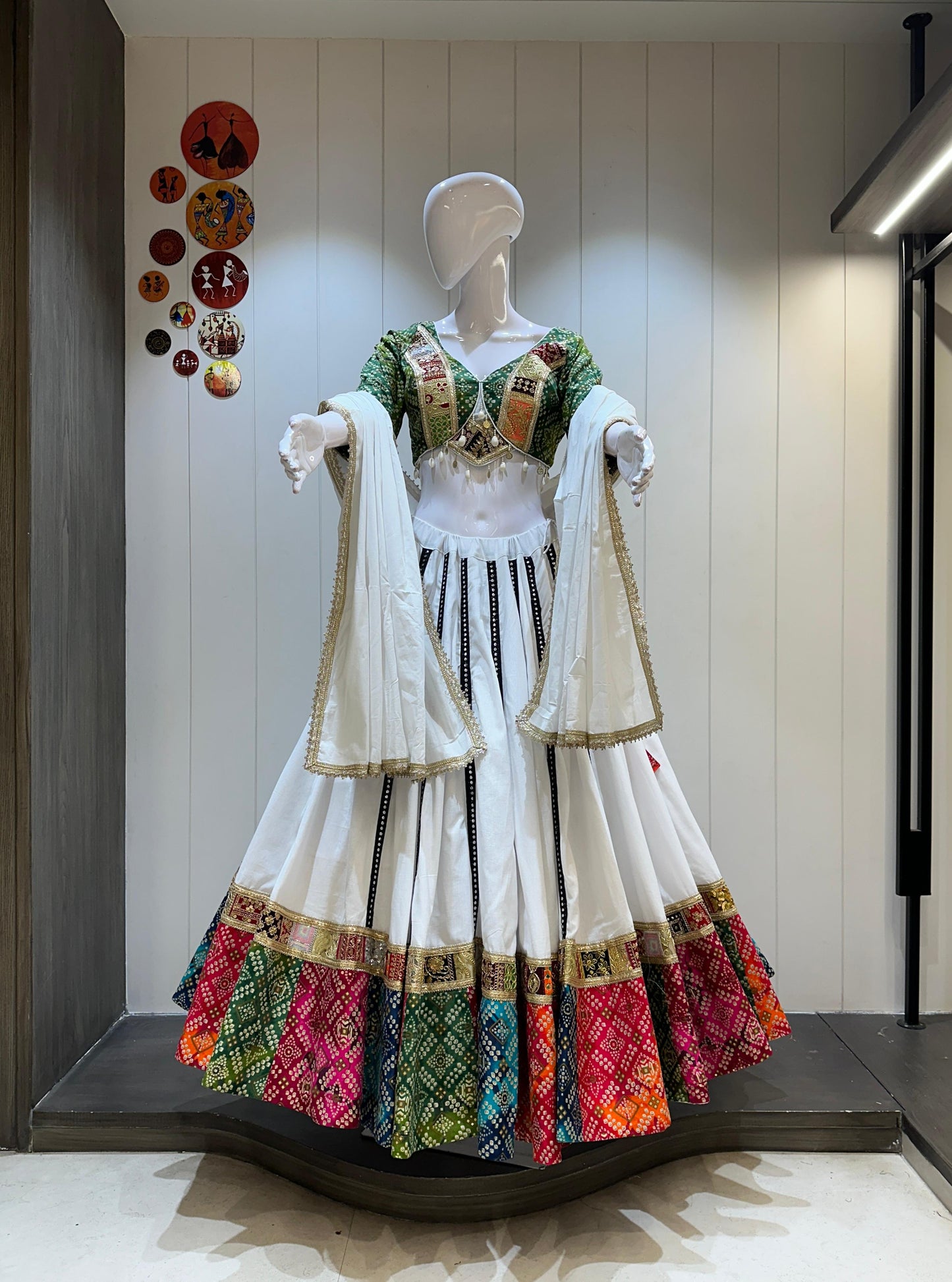 DesignerChaniya Choli for Navratri Patola Lehenga 3 pc Readymade garba Lehenga Festival outfit Gamthi Work Garba Night lehenga ready to wear