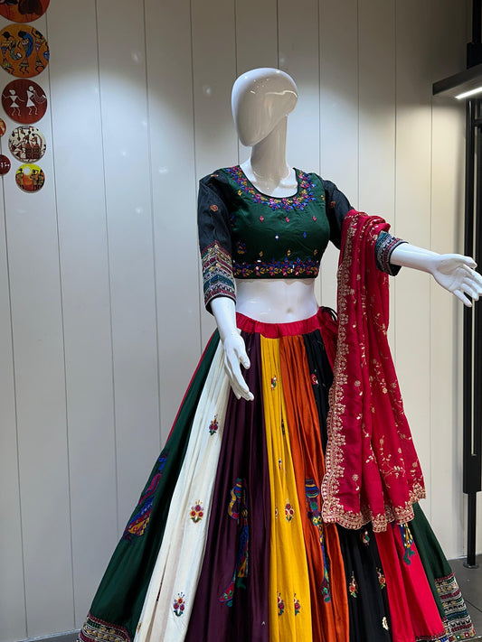 Pink Chaniya Choli for Navratri Patola Lehenga 3 pc Readymade garba Lehenga Festival outfit Gamthi Work Garba Night lehenga ready to wear