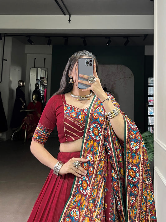 DesignerChaniya Choli for Navratri Patola Lehenga 3 pc Readymade garba Lehenga Festival outfit Gamthi Work Garba Night lehenga ready to wear