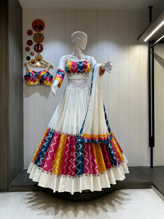 DesignerChaniya Choli for Navratri Patola Lehenga 3 pc Readymade garba Lehenga Festival outfit Gamthi Work Garba Night lehenga ready to wear