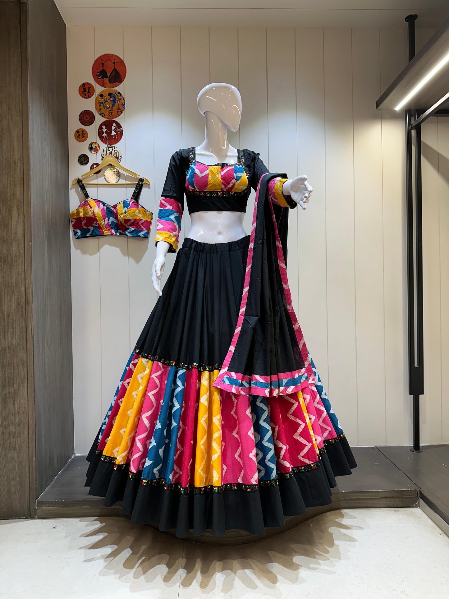 DesignerChaniya Choli for Navratri Patola Lehenga 3 pc Readymade garba Lehenga Festival outfit Gamthi Work Garba Night lehenga ready to wear