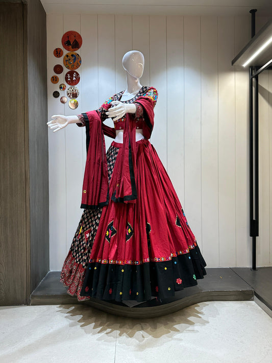 DesignerChaniya Choli for Navratri Patola Lehenga 3 pc Readymade garba Lehenga Festival outfit Gamthi Work Garba Night lehenga ready to wear