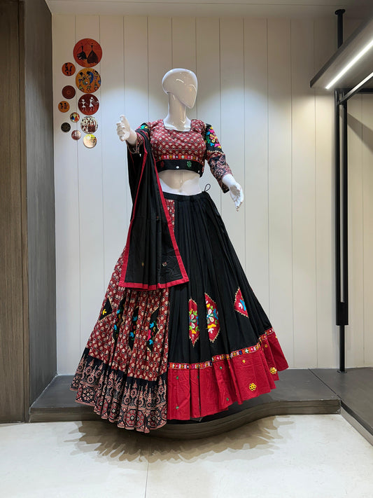 DesignerChaniya Choli for Navratri Patola Lehenga 3 pc Readymade garba Lehenga Festival outfit Gamthi Work Garba Night lehenga ready to wear