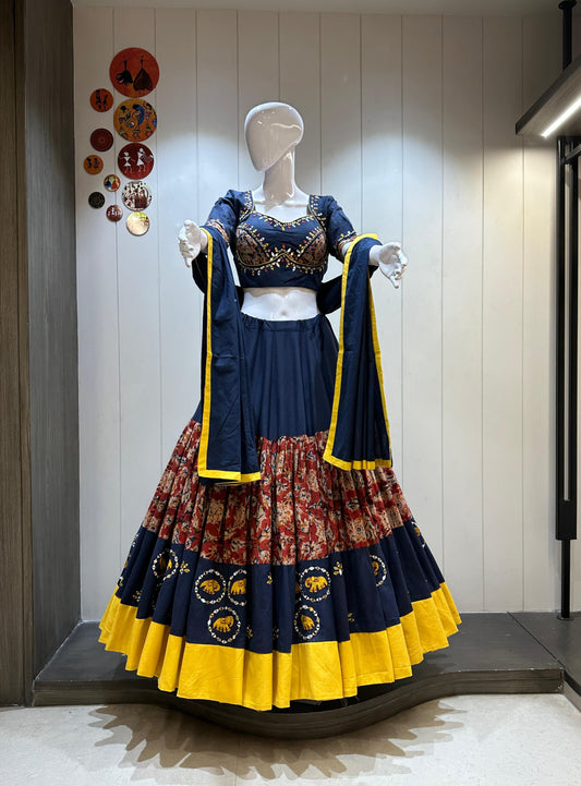 Designer Chaniya Choli for Navratri Patola Lehenga 3 pc Readymade garba Lehenga Festival outfit Gamthi Work Garba Night lehenga ready 2 wear