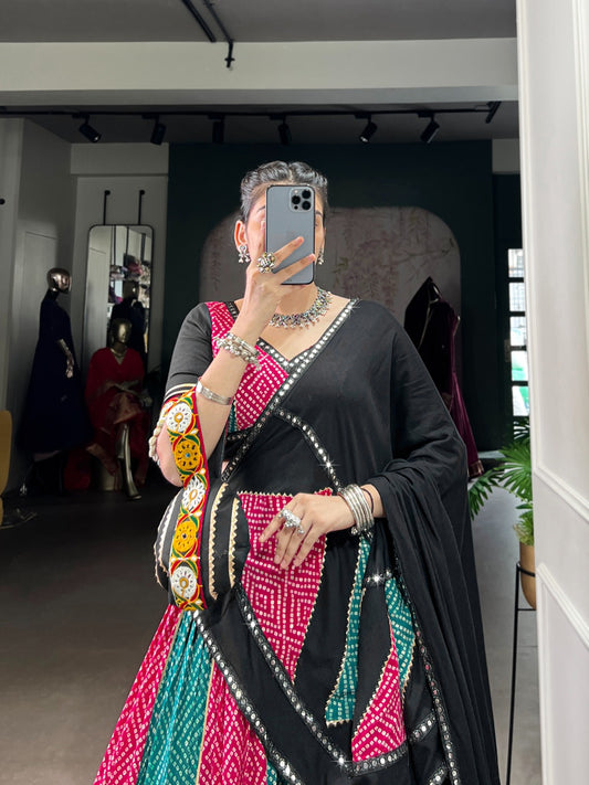 DesignerChaniya Choli for Navratri Patola Lehenga 3 pc Readymade garba Lehenga Festival outfit Gamthi Work Garba Night lehenga ready to wear