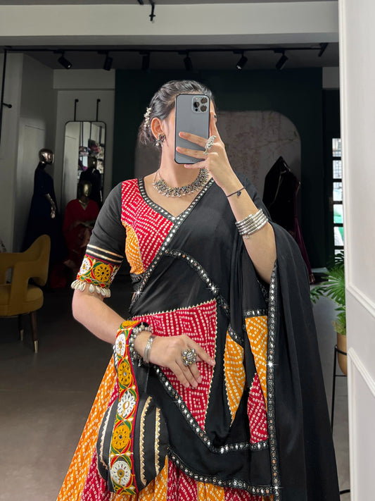 DesignerChaniya Choli for Navratri Patola Lehenga 3 pc Readymade garba Lehenga Festival outfit Gamthi Work Garba Night lehenga ready to wear