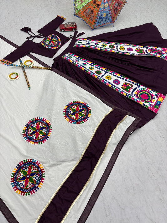 Designer Chaniya Choli for Navratri Patola Lehenga Festival outfit Gamthi Work Garba Night