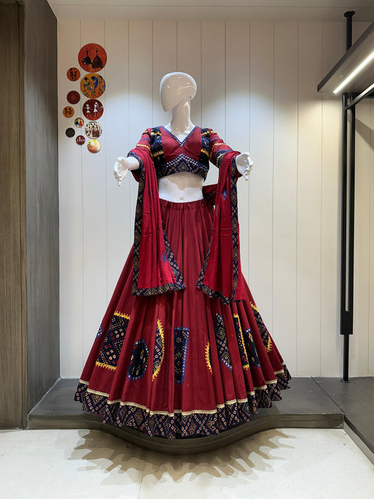 Designer Chaniya Choli for Navratri Patola Lehenga Festival outfit Gamthi Work Garba Night