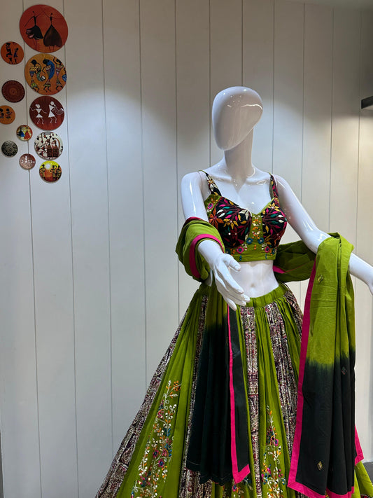 Designer Chaniya Choli for Navratri Patola Lehenga Festival outfit Gamthi Work Garba Night