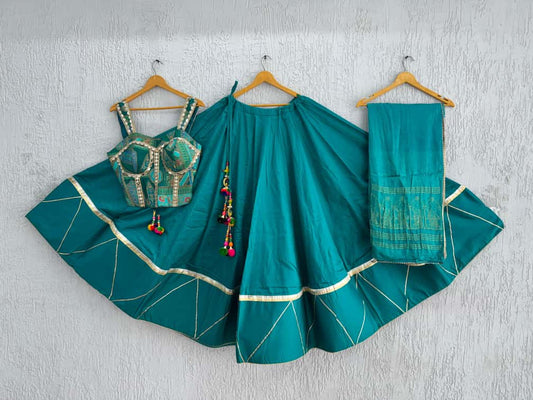 Designer Chaniya Choli for Navratri Patola Lehenga Festival outfit Gamthi Work Garba Night