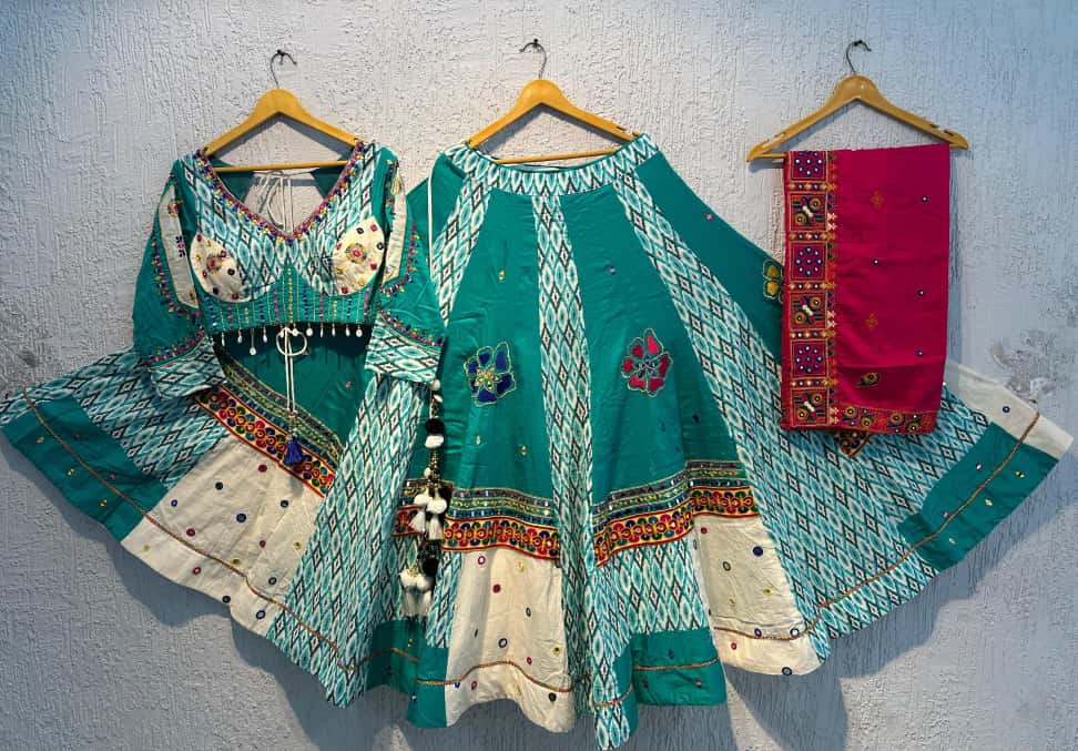 Designer Chaniya Choli for Navratri Patola Lehenga Festival outfit Gamthi Work Garba Night