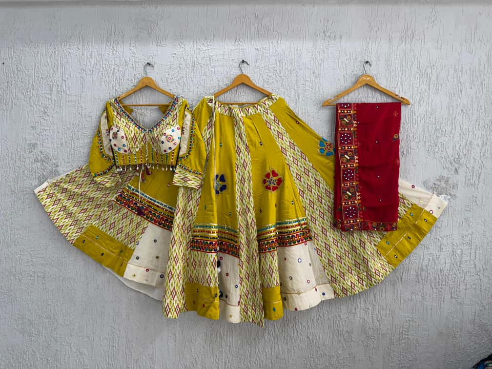 Designer Chaniya Choli for Navratri Patola Lehenga Festival outfit Gamthi Work Garba Night