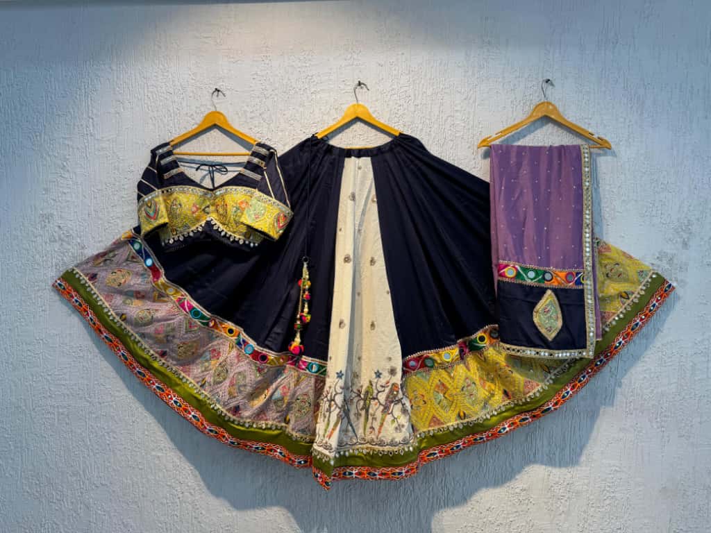 Designer Chaniya Choli for Navratri Patola Lehenga Festival outfit Gamthi Work Garba Night