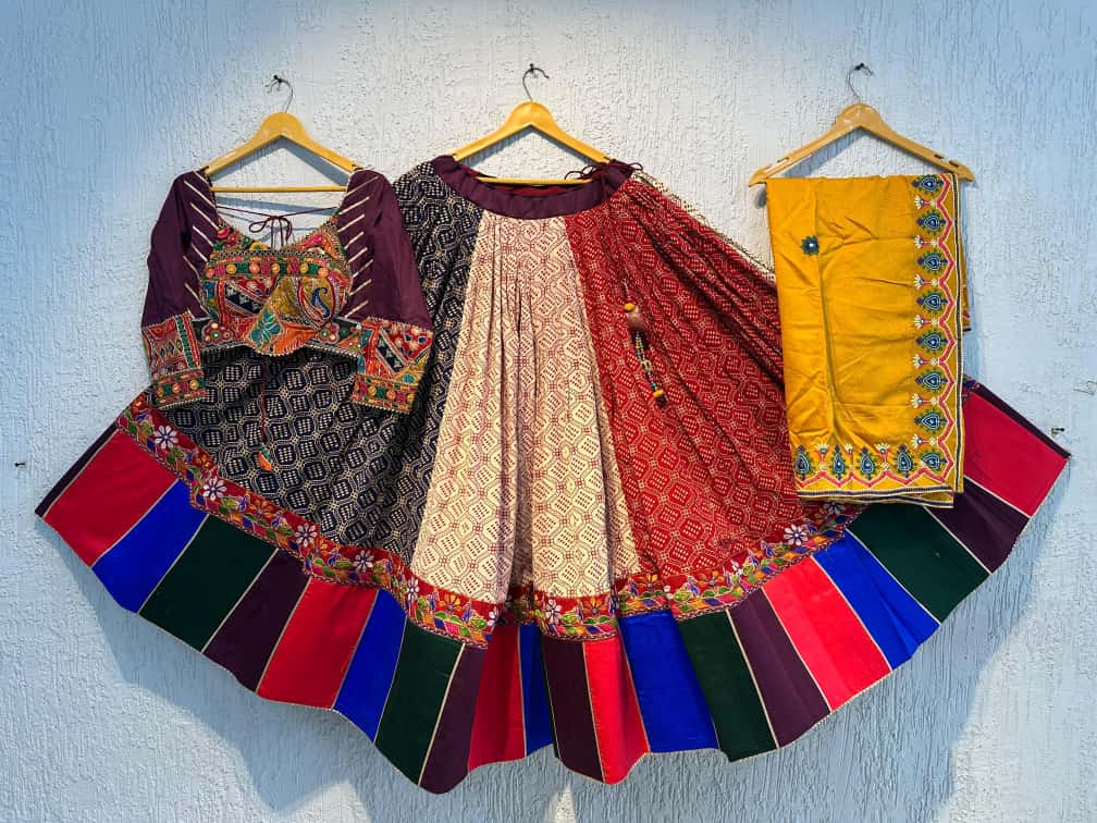 Designer Chaniya Choli for Navratri Patola Lehenga Festival outfit Gamthi Work Garba Night
