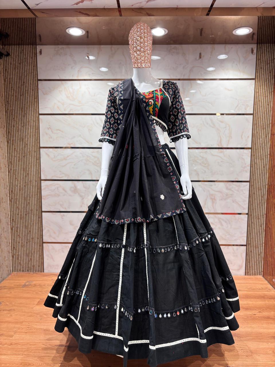Designer Chaniya Choli for Navratri Patola Lehenga Festival outfit Gamthi Work Garba Night