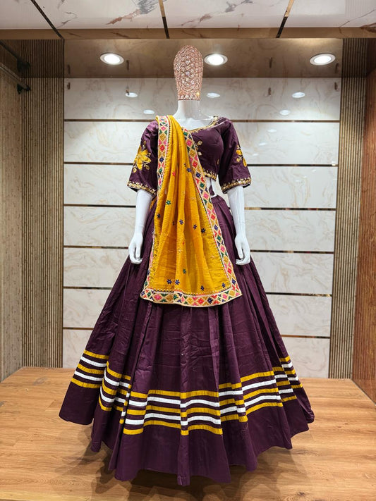 Designer Chaniya Choli for Navratri Patola Lehenga Festival outfit Gamthi Work Garba Night