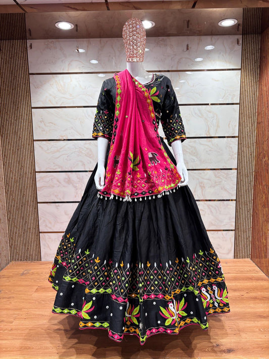 Designer Chaniya Choli for Navratri Patola Lehenga Festival outfit Gamthi Work Garba Night