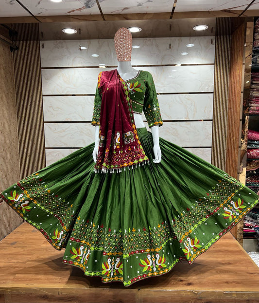 Designer Chaniya Choli for Navratri Patola Lehenga Festival outfit Gamthi Work Garba Night