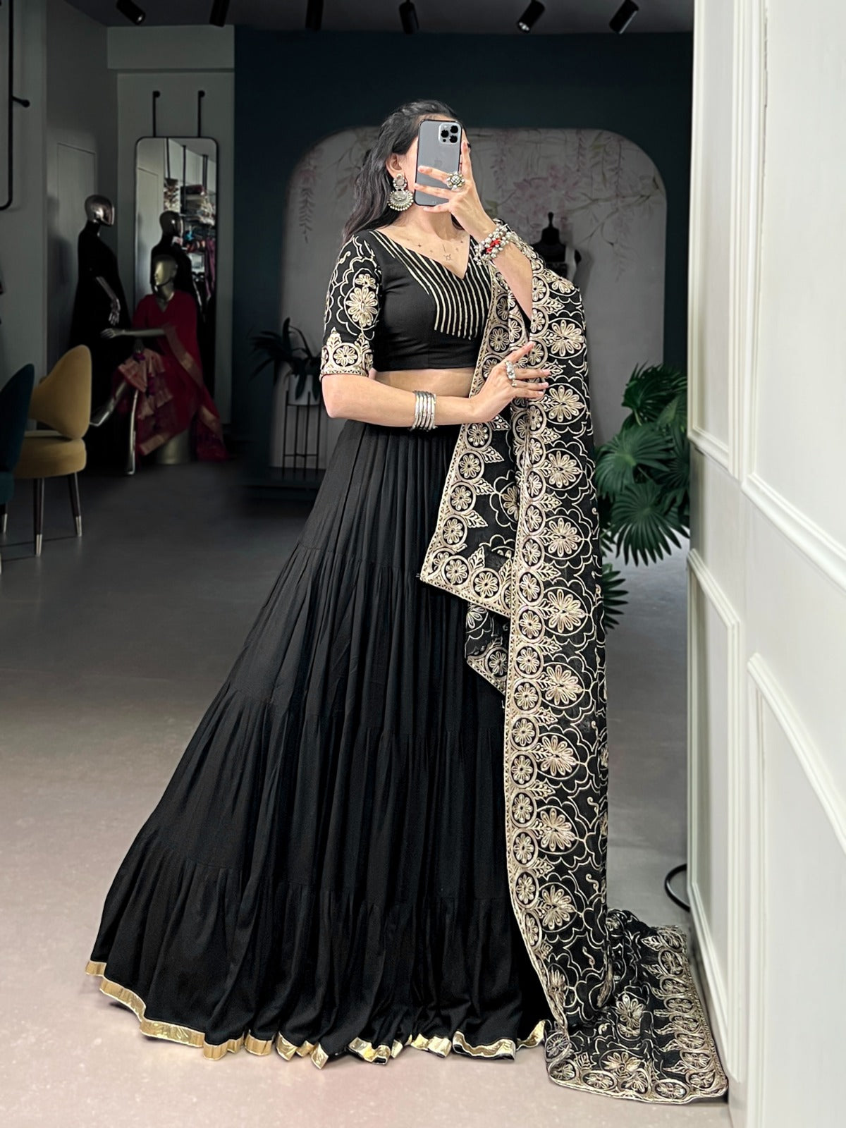 Designer Chaniya Choli for Navratri Patola Lehenga Festival outfit Gamthi Work Garba Night