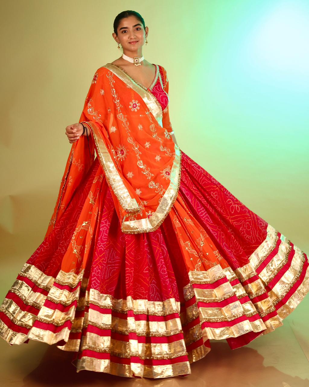 Designer Chaniya Choli for Navratri Patola Lehenga Festival outfit Gamthi Work Garba Night