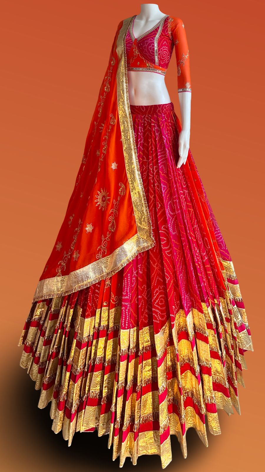 Designer Chaniya Choli for Navratri Patola Lehenga Festival outfit Gamthi Work Garba Night