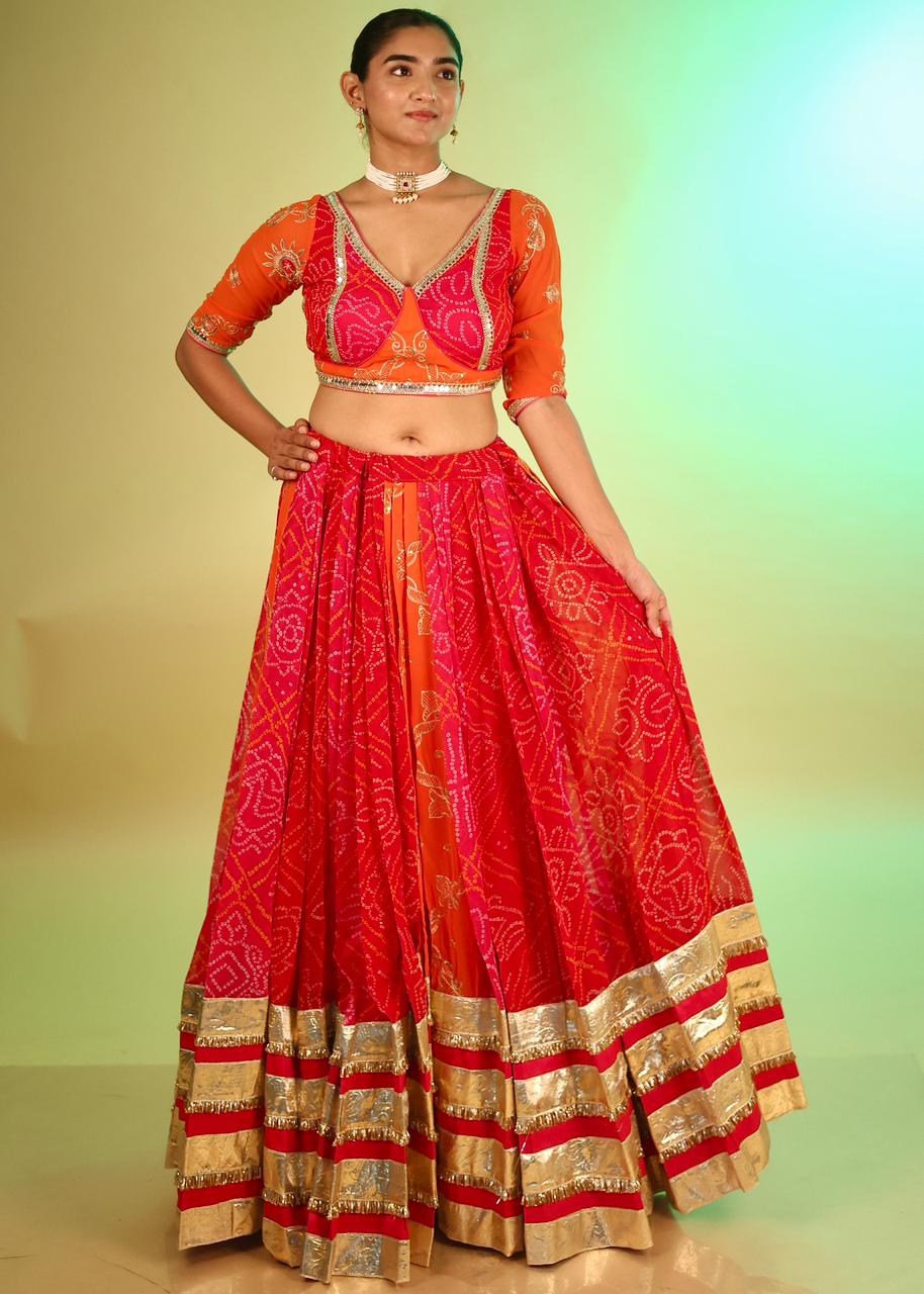 Designer Chaniya Choli for Navratri Patola Lehenga Festival outfit Gamthi Work Garba Night