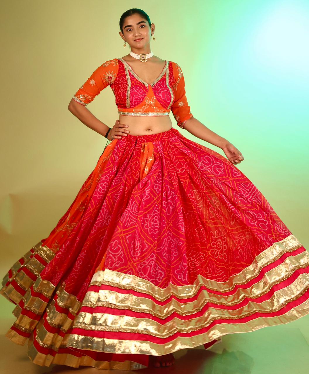 Designer Chaniya Choli for Navratri Patola Lehenga Festival outfit Gamthi Work Garba Night