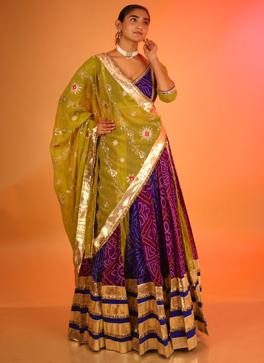 Designer Chaniya Choli for Navratri Patola Lehenga Festival outfit Gamthi Work Garba Night