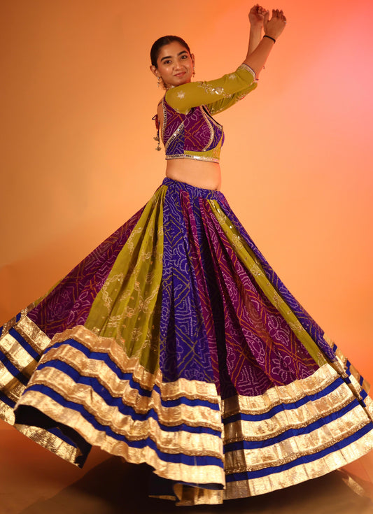 Designer Chaniya Choli for Navratri Patola Lehenga Festival outfit Gamthi Work Garba Night