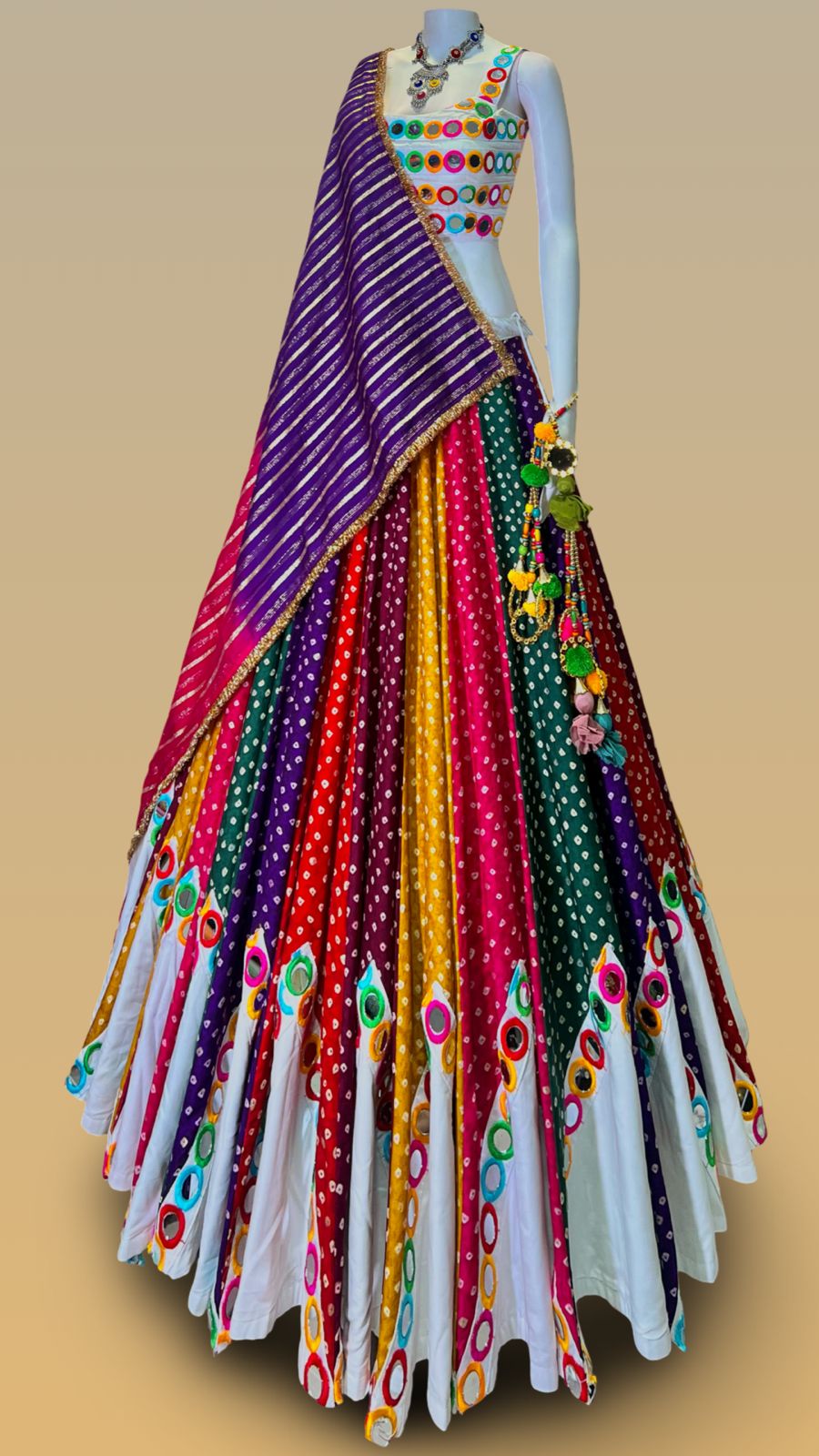 Multi Color Designer Chaniya Choli for Navratri Patola Lehenga Festival outfit Gamthi Work Garba Night