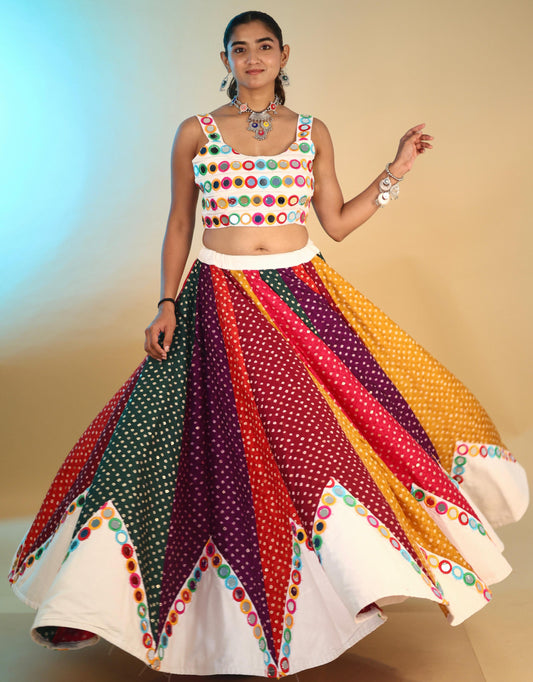 Multi Color Designer Chaniya Choli for Navratri Patola Lehenga Festival outfit Gamthi Work Garba Night