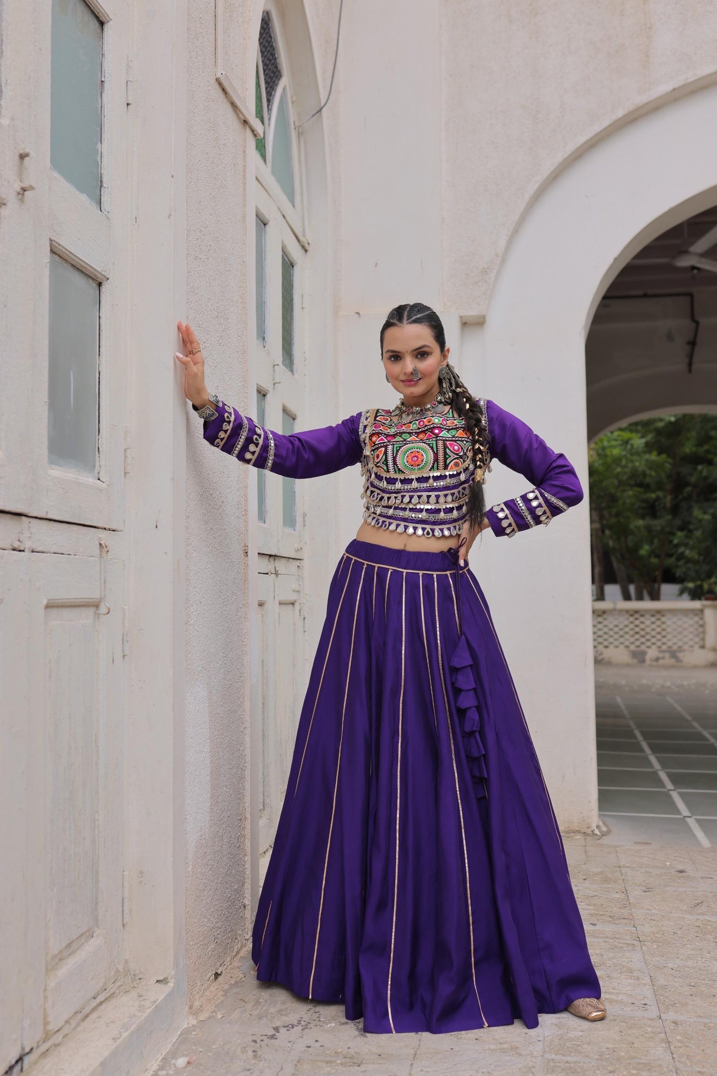 Designer Chaniya Choli for Navratri Patola Lehenga Festival outfit Gamthi Work Garba Night