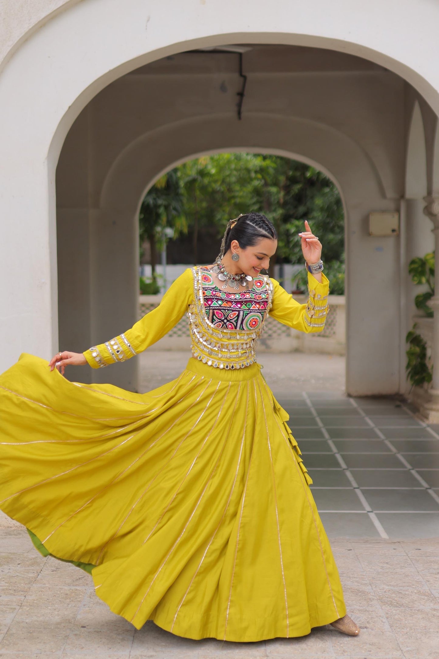 Designer Chaniya Choli for Navratri Patola Lehenga Festival outfit Gamthi Work Garba Night