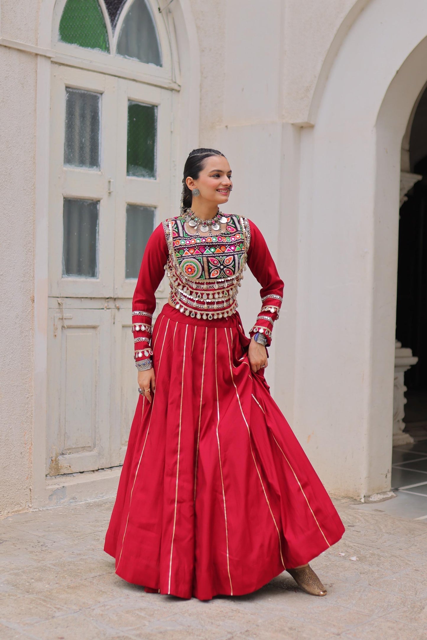Designer Chaniya Choli for Navratri Patola Lehenga Festival outfit Gamthi Work Garba Night