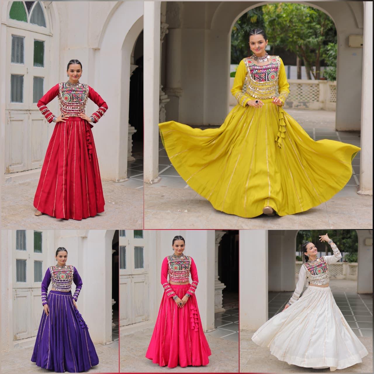 Designer Chaniya Choli for Navratri Patola Lehenga Festival outfit Gamthi Work Garba Night