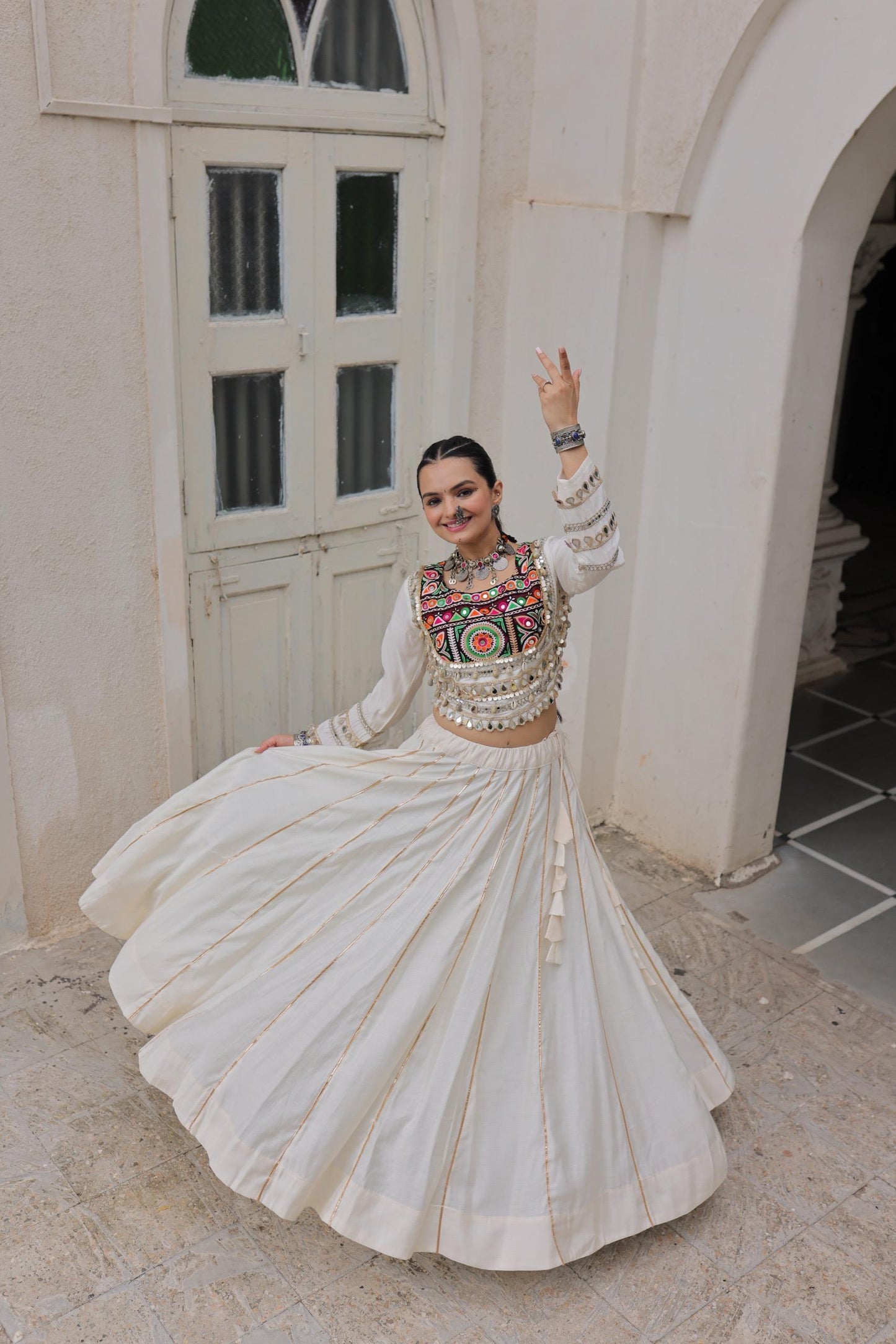 Designer Chaniya Choli for Navratri Patola Lehenga Festival outfit Gamthi Work Garba Night