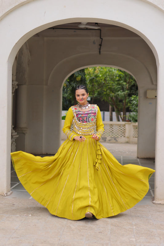 Designer Chaniya Choli for Navratri Patola Lehenga Festival outfit Gamthi Work Garba Night