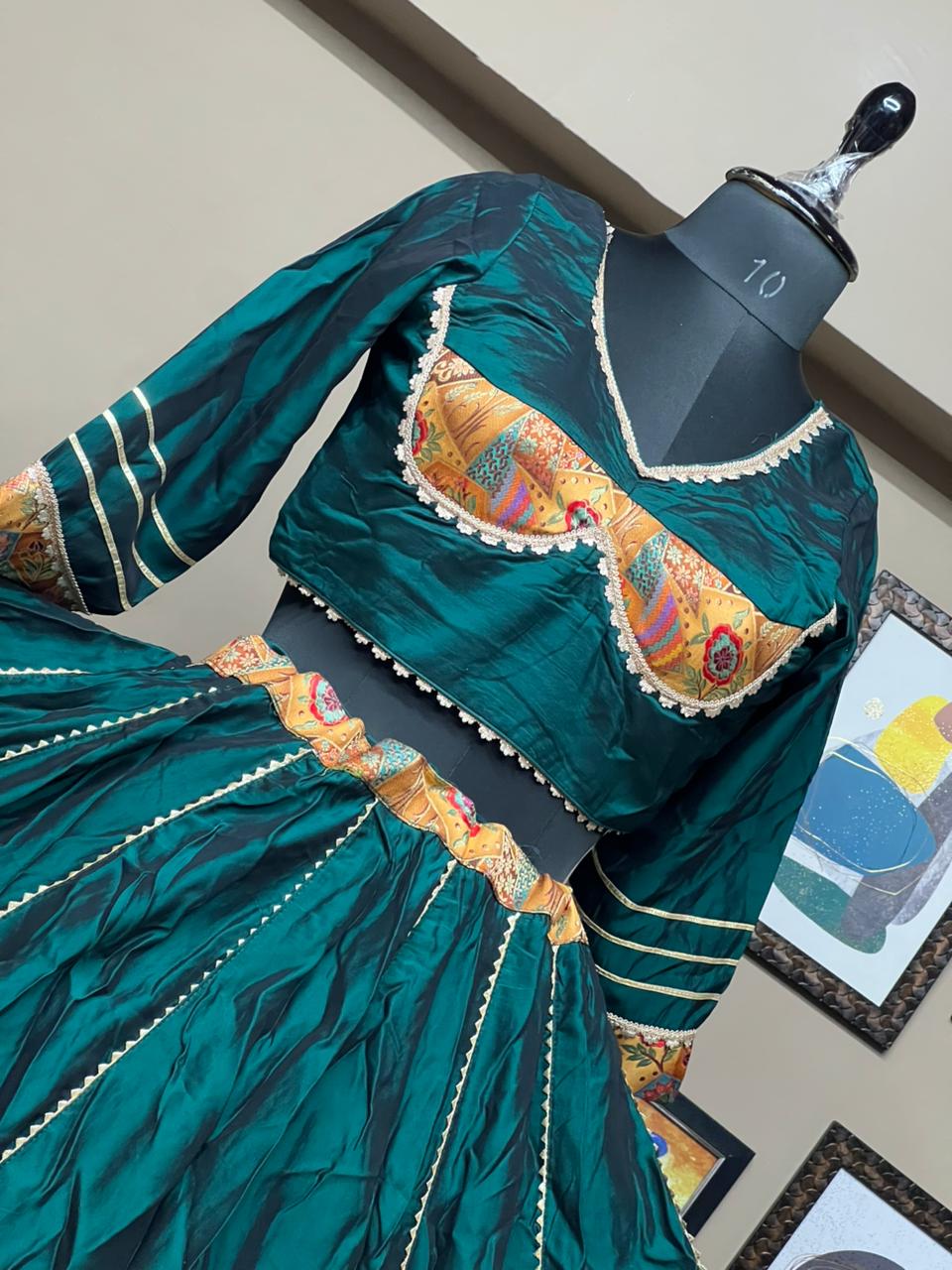 Pure Rasbari Silk Fabric Chaniya Choli for Navratri Patola Lehenga Festival Outfit Gamthi Work Garba Night