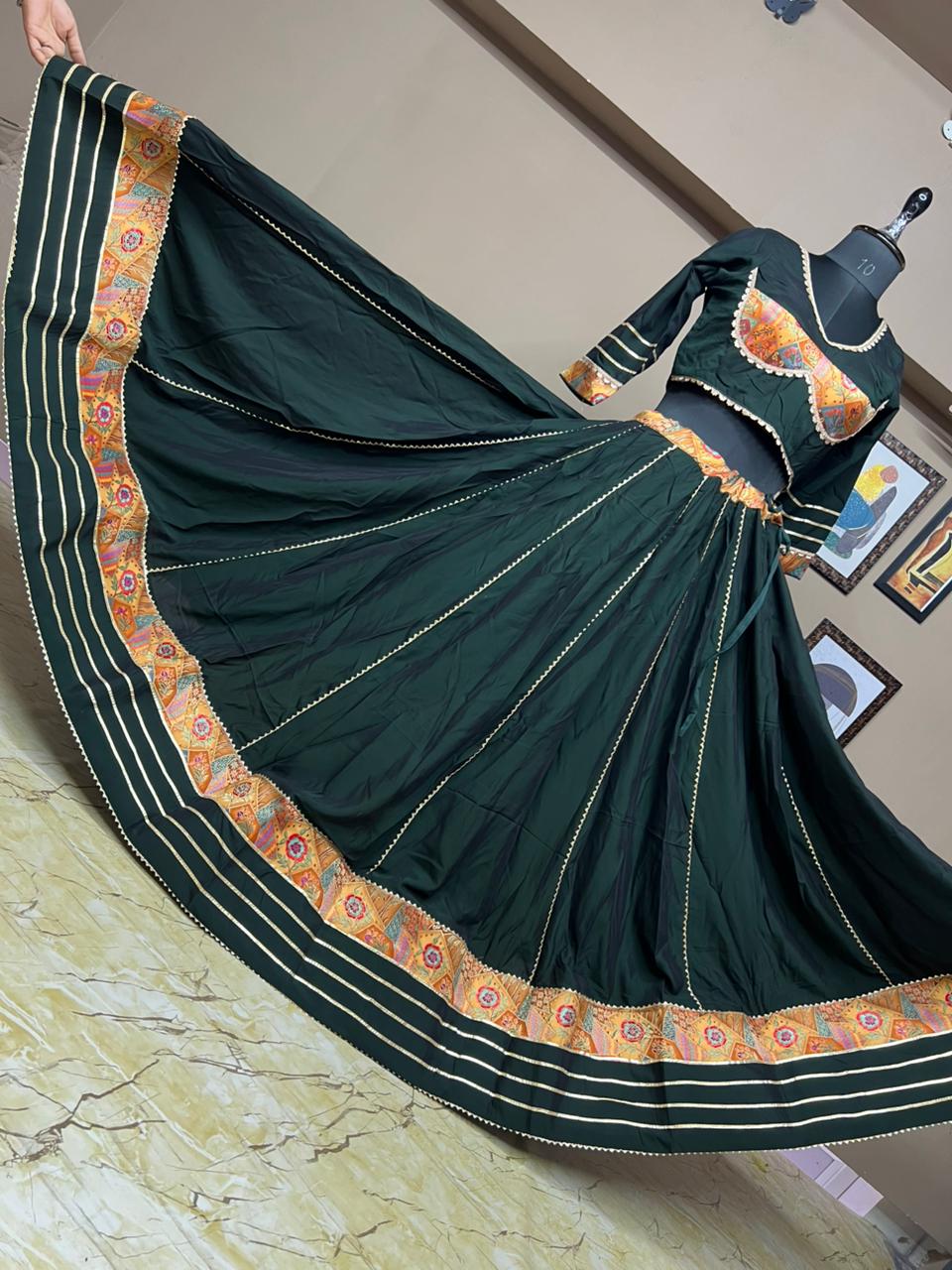 Pure Rasbari Silk Fabric Chaniya Choli for Navratri Patola Lehenga Festival Outfit Gamthi Work Garba Night