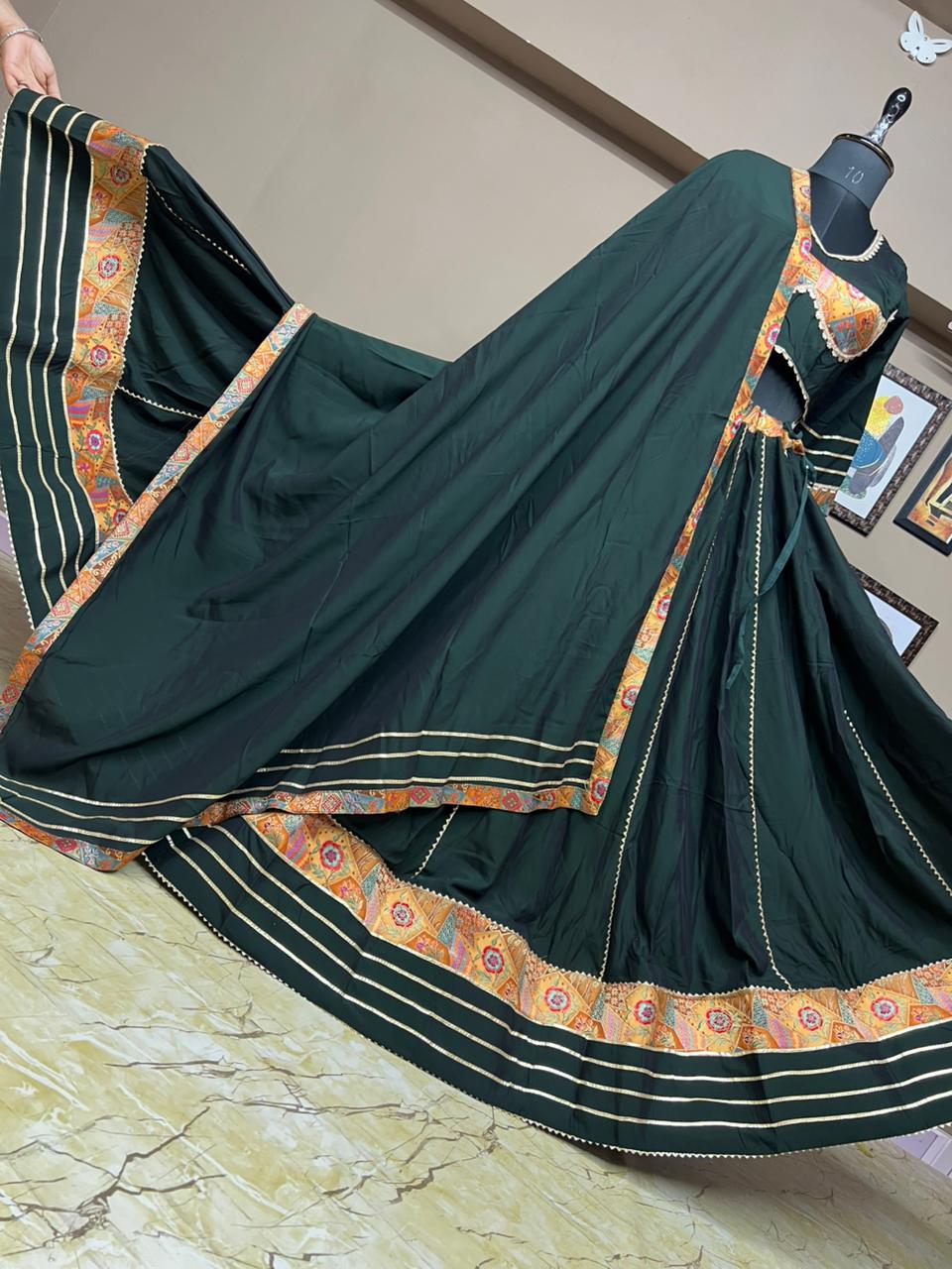 Pure Rasbari Silk Fabric Chaniya Choli for Navratri Patola Lehenga Festival Outfit Gamthi Work Garba Night