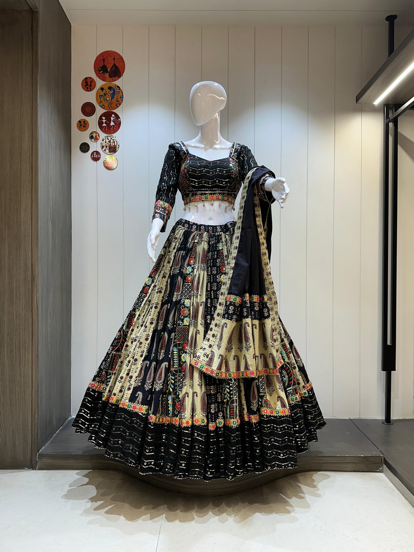 Pure Kutchii Print Fabric Chaniya Choli for Navratri Patola Lehenga Festival outfit Gamthi Work Garba Night