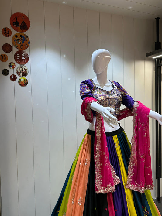 Pure Jaam Cotton And Tissue Silk Fabric Chaniya Choli For Navratri Patola Lehenga