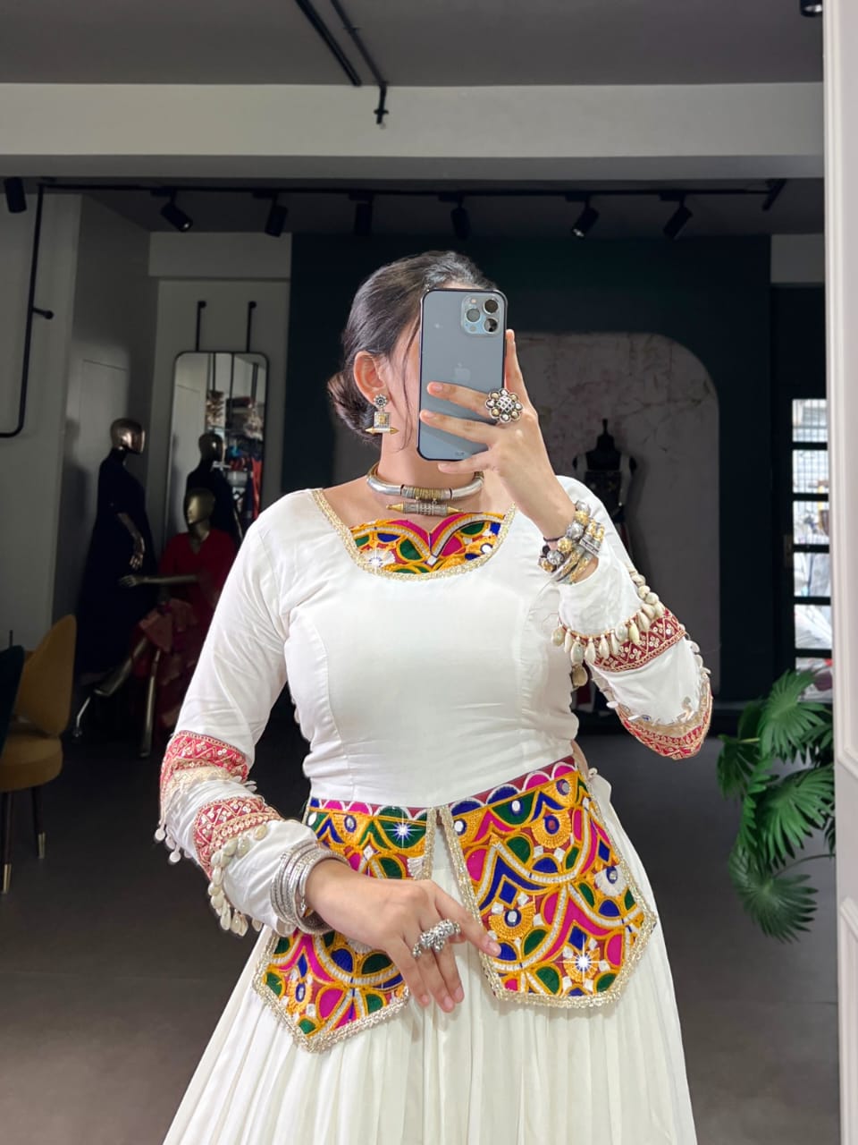 Pure Rayon Multi Colour Patch With Lace Touch Up Gamthi Work Chaniya Choli