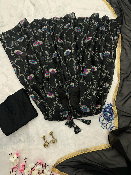 Pure Jimmy Organza Silk Digital Printed Padded Gown